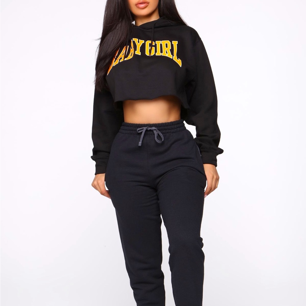 Fashion Nova: Baby Girl Cropped Hoodie - Black